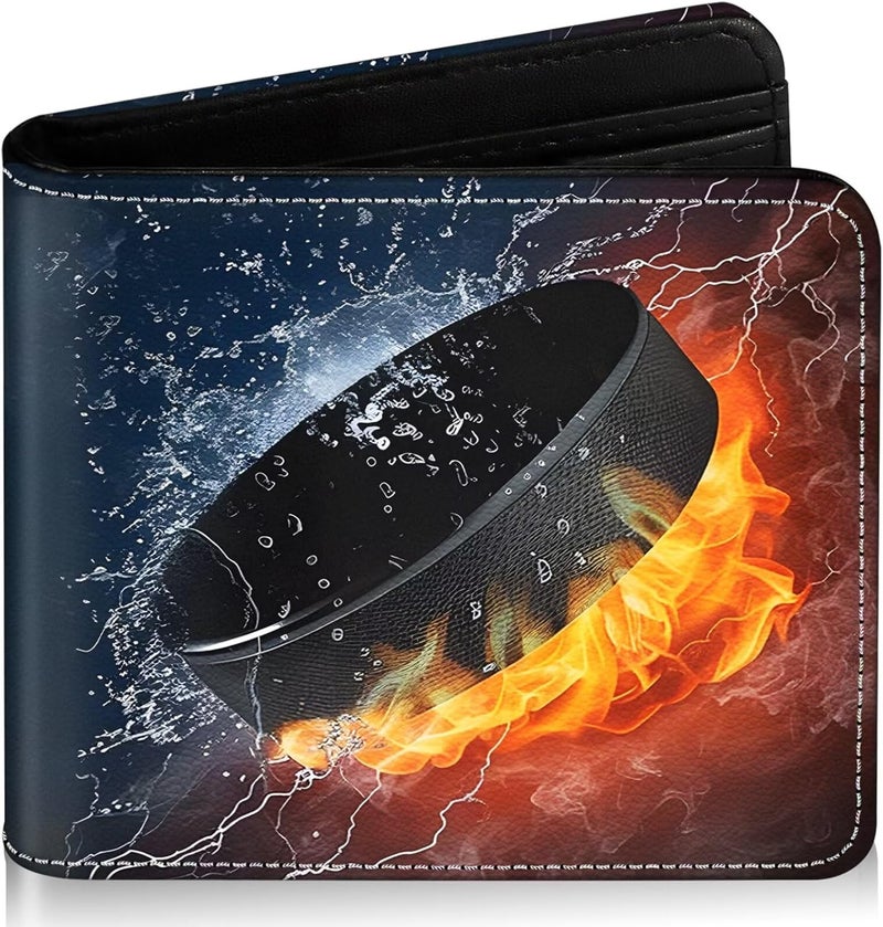 ZHIMEBYE Boys Wallet for Kids, Cool Kids Wallet for Boys Ages 8-10 9-12 11-15, Funny Ice Hockey Leather Bifold Rfid Blocking, Coin Pocket Id Window for Teen Men Youth Guys Birthday Christmas Gifts - Image 1